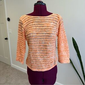 Retro Y2K Dunia hand dyed cotton crinkled knit Orange Textured Women's Top